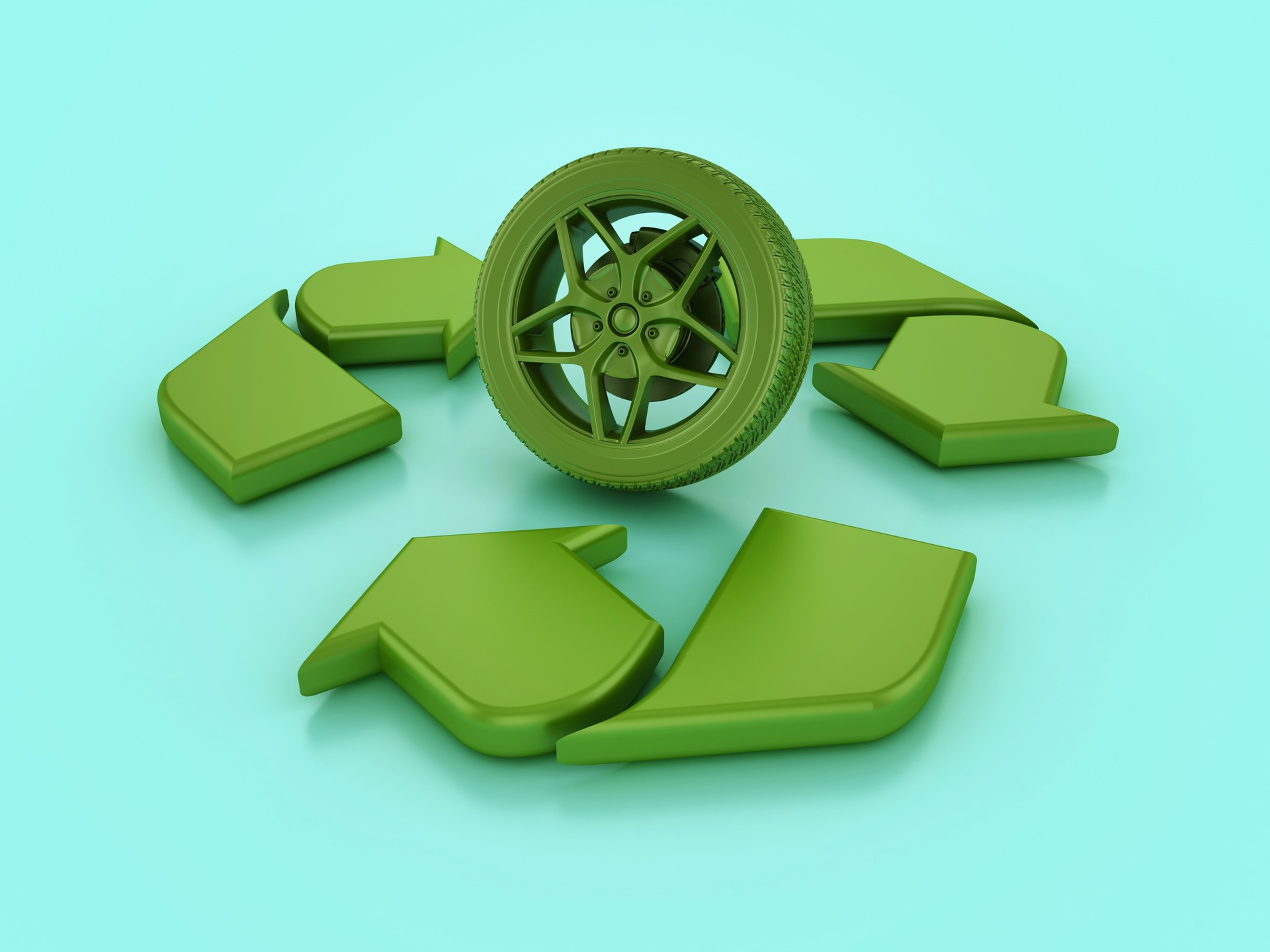3D Wheel with Recycling Symbol